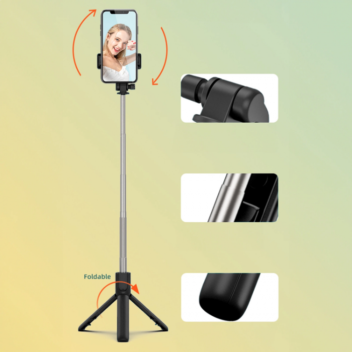 A-One Brand - Selfiestick Teleskopstativ 0.7m fr Mobil - Svart