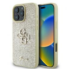 Guess - Guess iPhone 16 Pro Mobilskal Fixed Glitter Big 4G - Guld