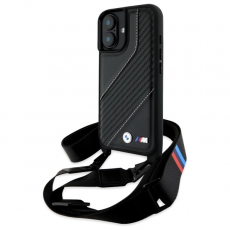 BMW - BMW iPhone 16 Mobilskal Carbon Stripe & Strap - Svart