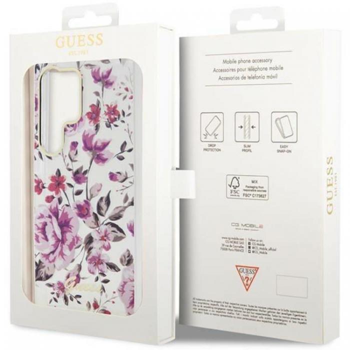 Guess - Guess Galaxy S23 Ultra Mobilskal Flower Collection - Vit