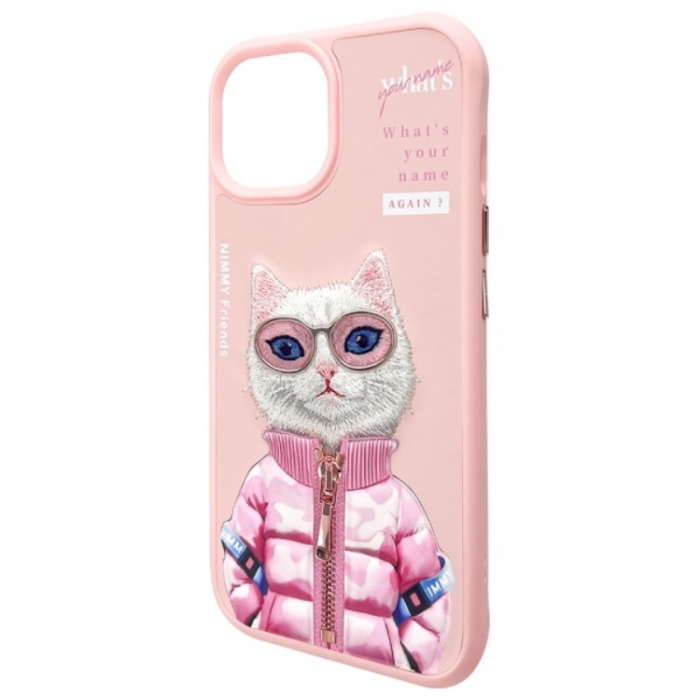 NIMMY - Nimmy iPhone 15 Mobilskal Cool & Cute 2.0 Cat - Rosa