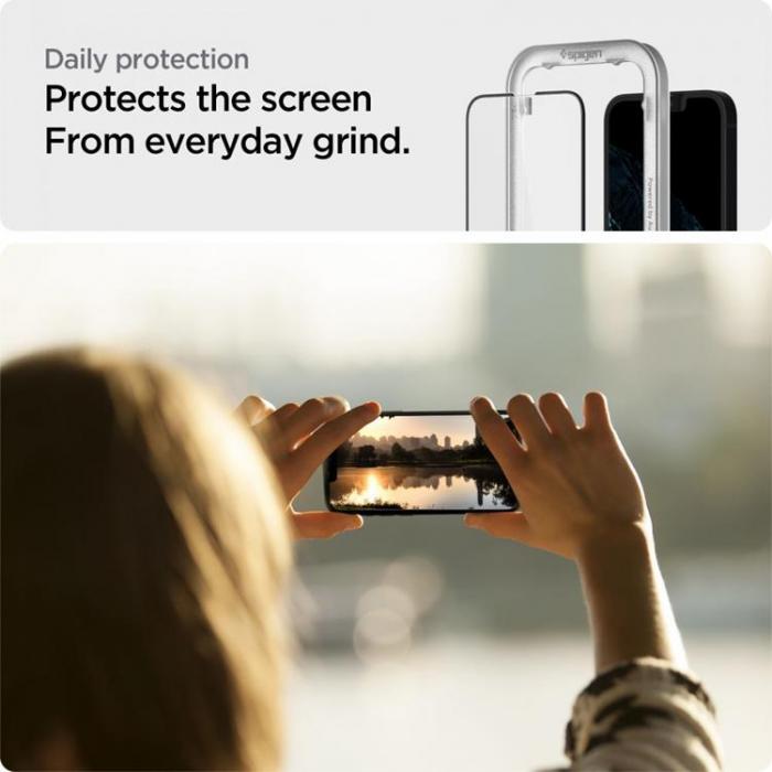 Spigen - [2-Pack] Spigen iPhone 16E Hrdat Glas Skrmskydd Alm FC - Svart