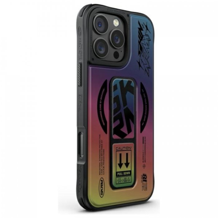 Skinarma - Skinarma iPhone 16 Pro Mobilskal MagSafe Magnetic Grip Stativ- Hologram