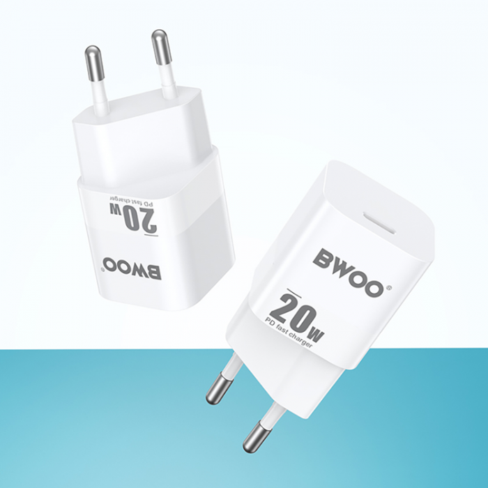 BWOO - BWOO Mini Vggladdare 20W USB-C CDA155 - Vit