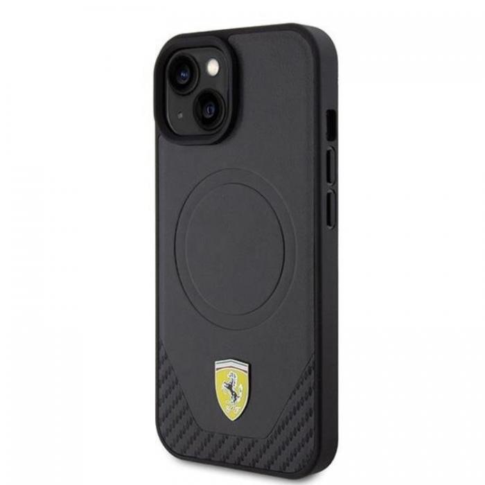 Ferrari - Ferrari iPhone 15 Mobilskal Magsafe Carbon Metal Logo - Svart