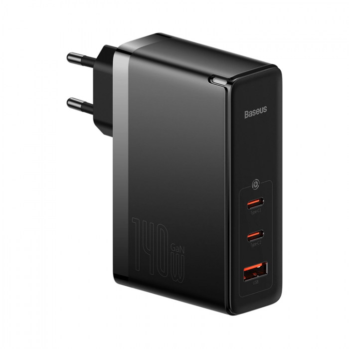 BASEUS - Baseus GaN5 Pro Snabbladdare 2xUSB-C + USB 140W - Svart