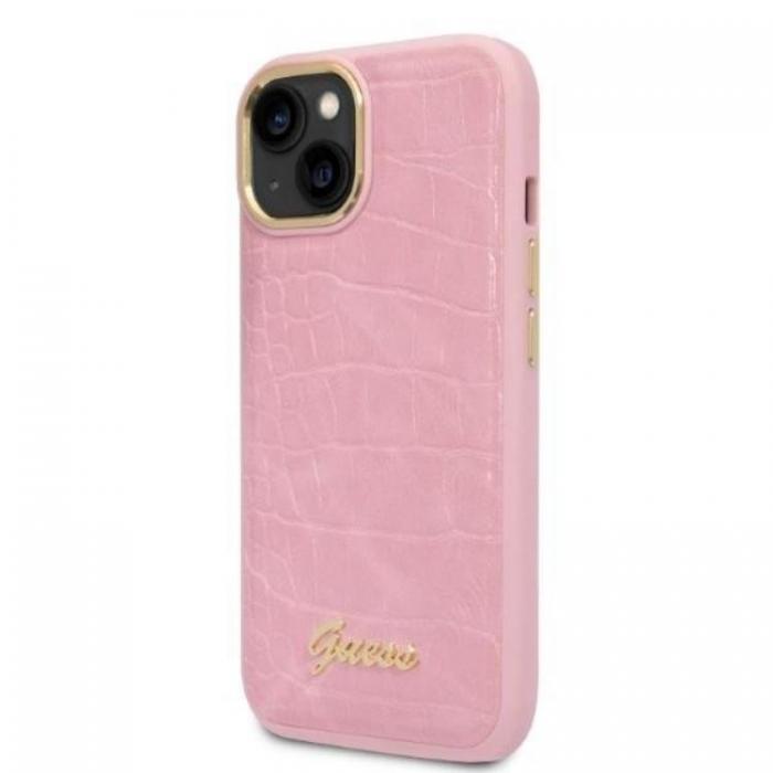 Guess - GUESS iPhone 14 Plus Skal Croco Collection - Rosa