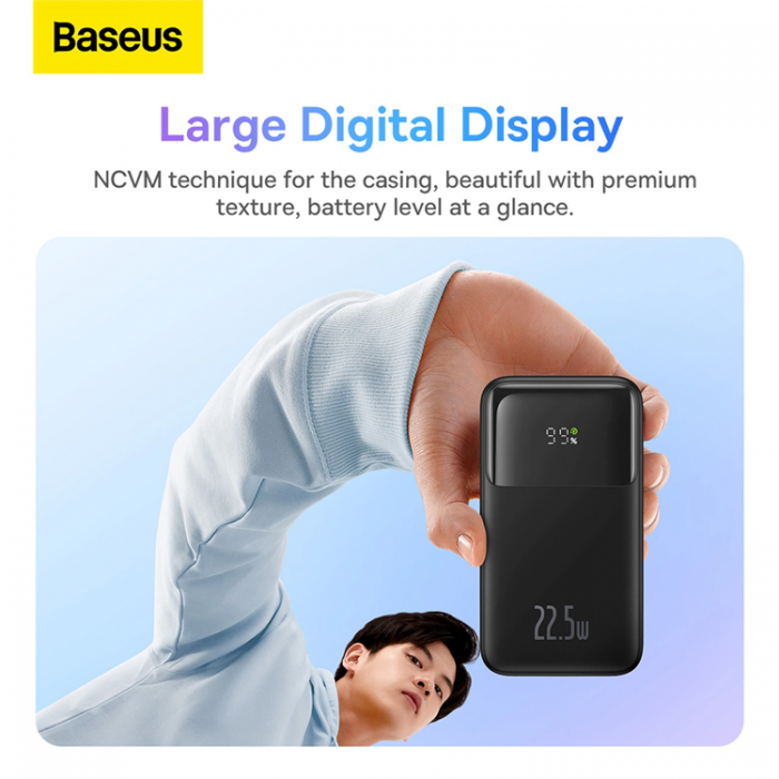 BASEUS - Baseus Powerbank med display 20000mAh 22.5W Comet Series - Svart