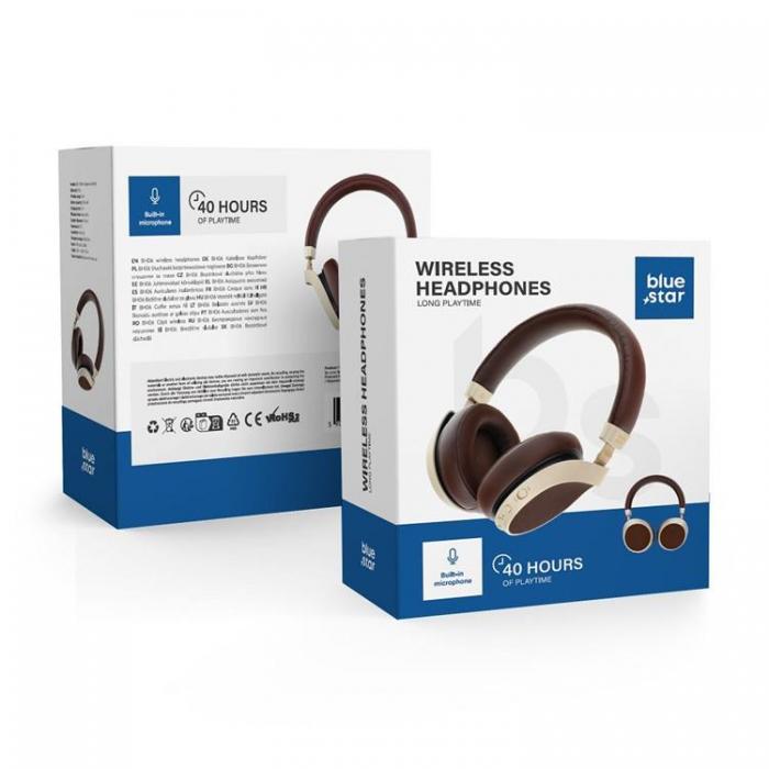 Blue Star - Blue Star Trdlsa Hrlurar Over-Ear Bluetooth - Brun