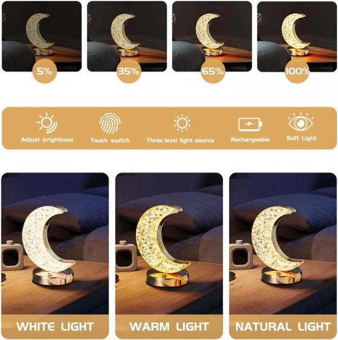 A-One Brand - Crystal Moon Night Light Touch Lampa