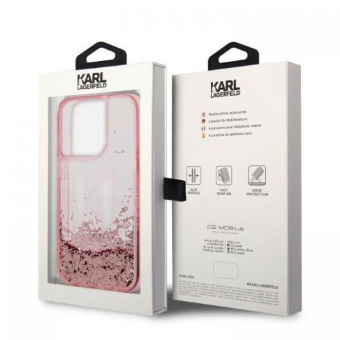 KARL LAGERFELD - Karl Lagerfeld iPhone 14 Pro Skal Glitter Big KL - Rosa