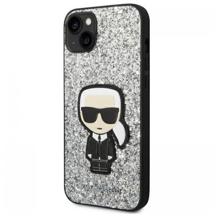 KARL LAGERFELD - Karl Lagerfeld iPhone 14 Plus Skal Glitter Flakes Ikonik - Silver