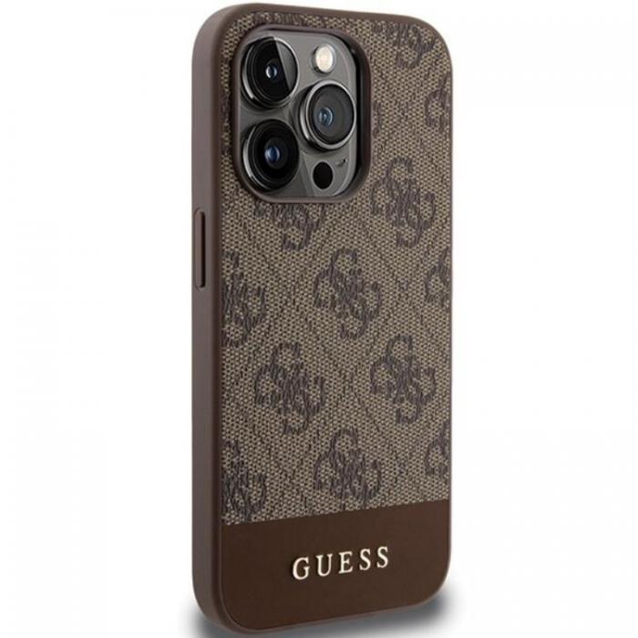 Guess - Guess iPhone 15 Pro Mobilskal Stripe Collection - Brun