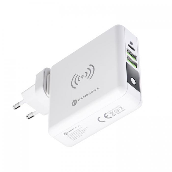 Forcell - Forcell 4in1 Vggladdare USB/USB-C och Powerbank 8000 mAh 15W - Vit