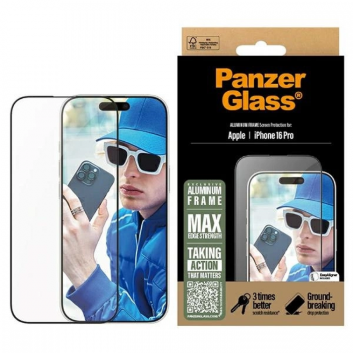 PanzerGlass - PanzerGlass iPhone 16 Pro Hrdat Glas Skrmskydd Ultra-Wide Fit - Clear