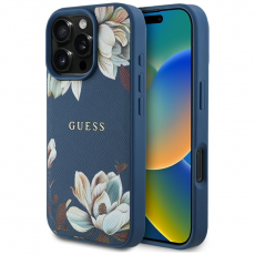 Guess - Guess iPhone 16 Pro Mobilskal Magsafe Flower Pattern - Blå