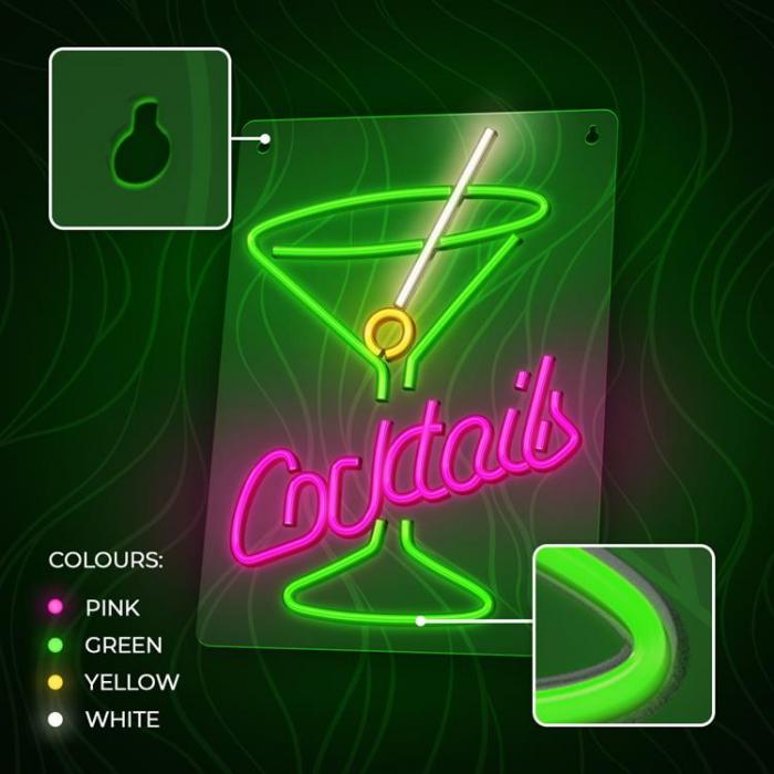 Forever Light - Forever Light LED Neon PLEXI COCKTAILS - Rosa/Grn