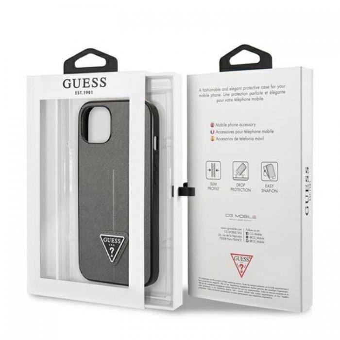 Guess - Guess iPhone 13 Mini Skal Saffiano Triangle Logo - Silver