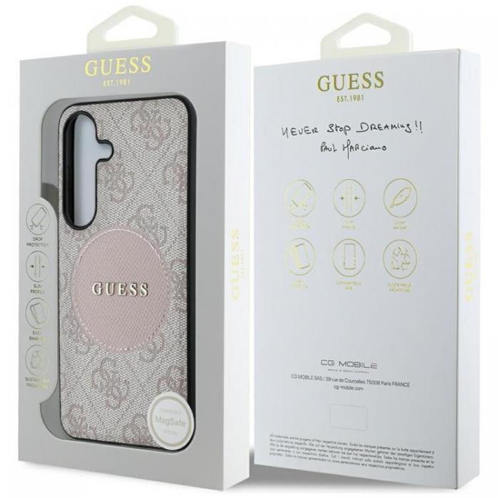 Guess - Guess Galaxy S25 Plus Mobilskal MagSafe Round Patch Classic Logo - Rosa