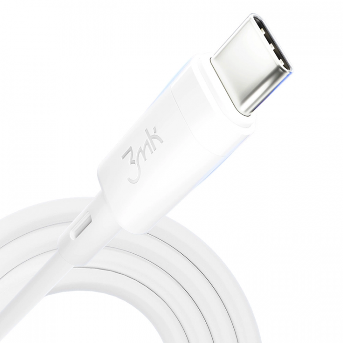 3MK - 3mK USB-C till USB-C kabel 60W 1m HyperSilikon - Vit