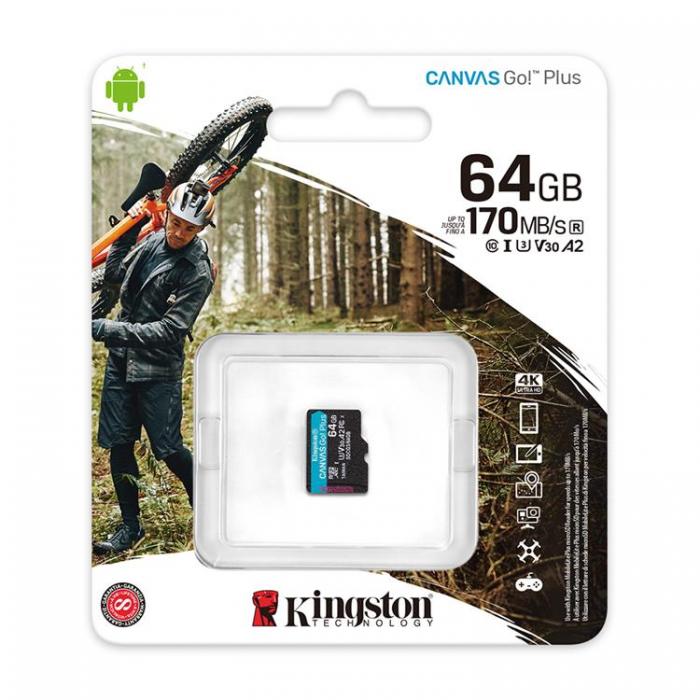 Kingston - Kingston Minneskort 64GB MicroSDXC Canvas Go! Plus