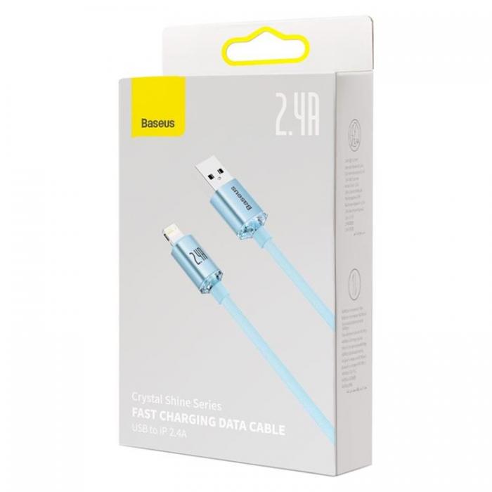 BASEUS - Baseus USB Till Lightning 2m Kabel 2.4A Crystal Shine Sky Bl