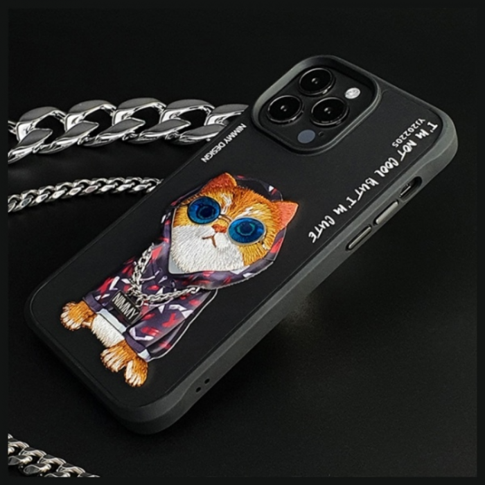 NIMMY - Nimmy iPhone 15 Pro Mobilskal Glasses Cool Cat - Svart