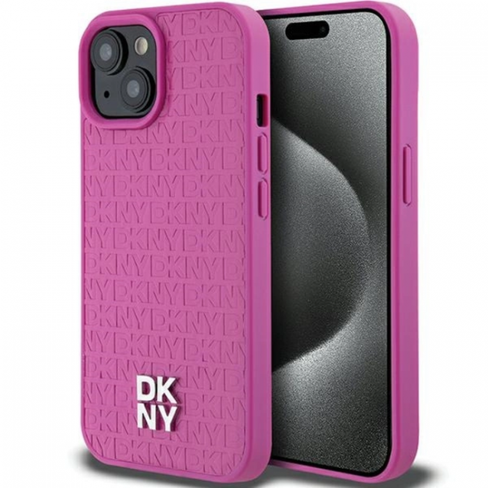 DKNY - DKNY iPhone 15/14/13 Mobilskal Magsafe Lder Pattern Metal Logo