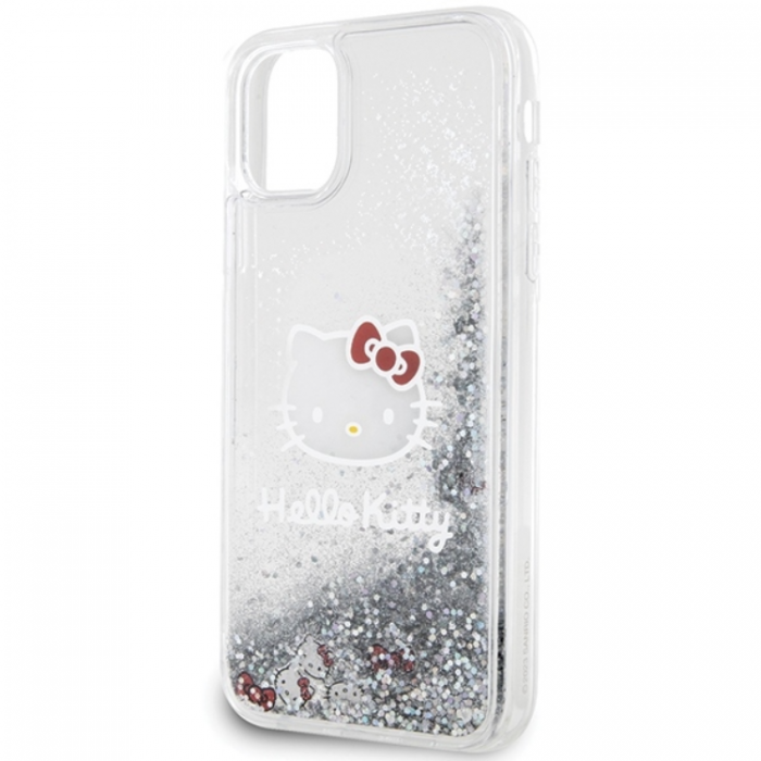 Hello Kitty - Hello Kitty iPhone 11/Xr Mobilskal Liquid Glitter Charms - Silver