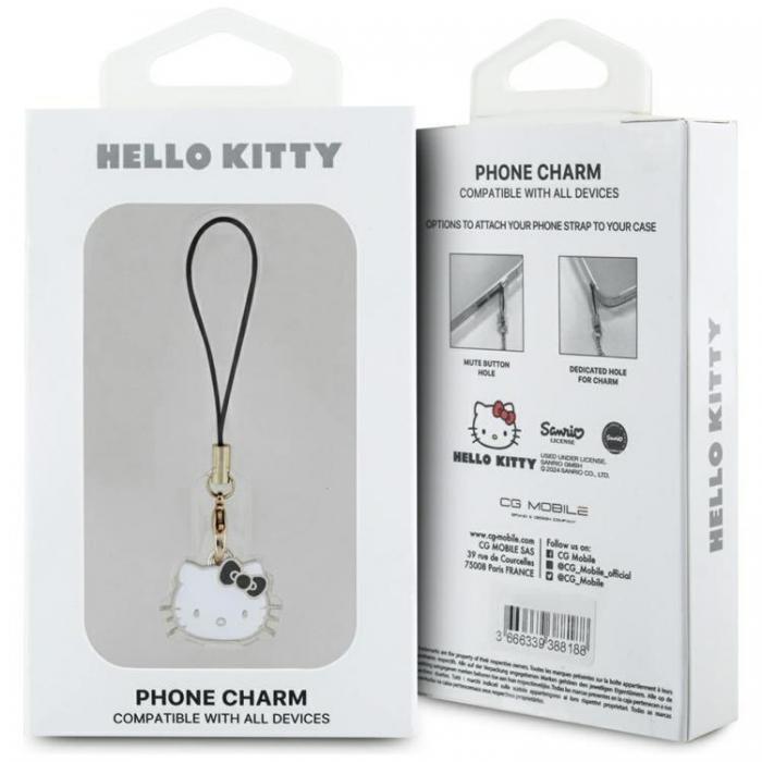 Hello Kitty - Hello Kitty Hngande Mobilrem Charm Kitty Head - Svart