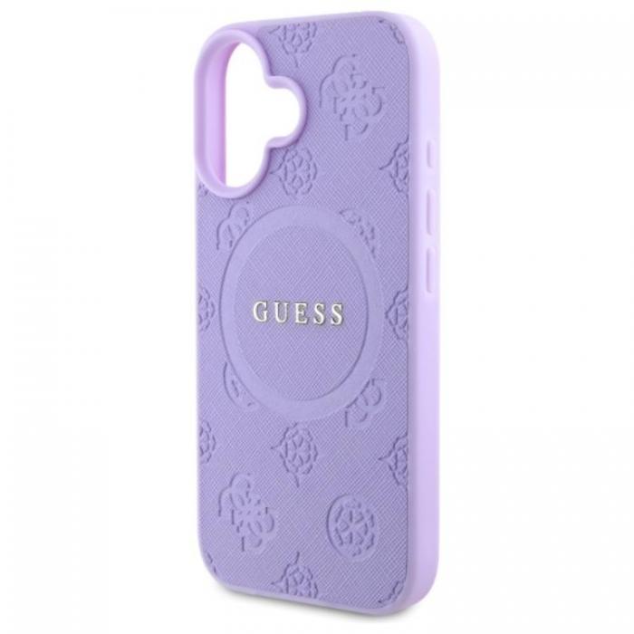 Guess - Guess iPhone 16 Plus Mobilskal Magsafe Saffiano Peony Classic Logo - Lila