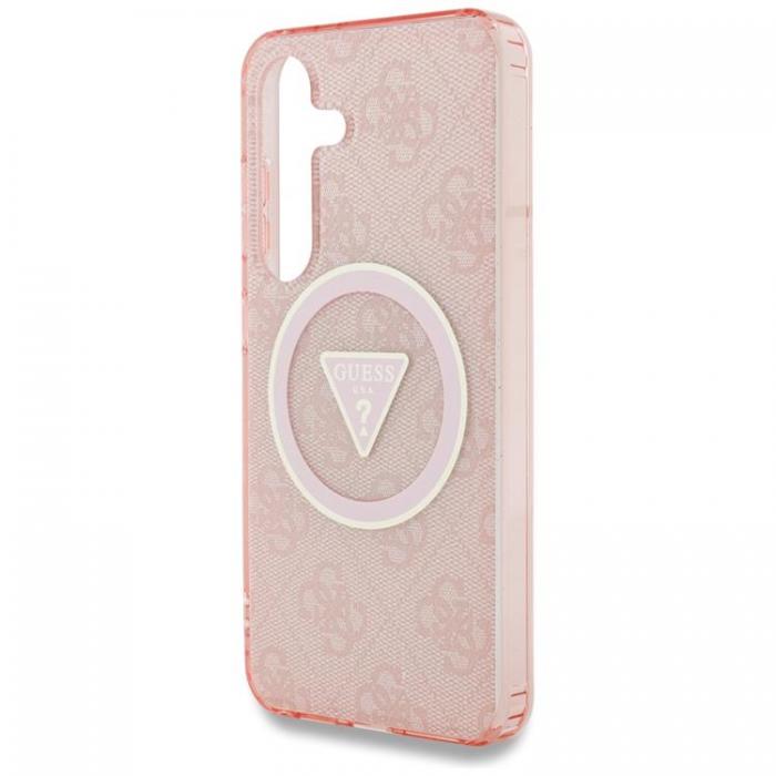 Guess - Guess Galaxy S25 Ultra Mobilskal MagSafe 4G Glitter Triangle Buttons - Rosa