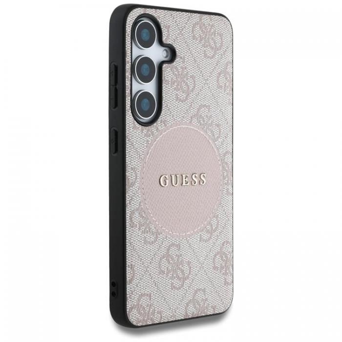 Guess - Guess Galaxy S25 Plus Mobilskal MagSafe Round Patch Classic Logo - Rosa