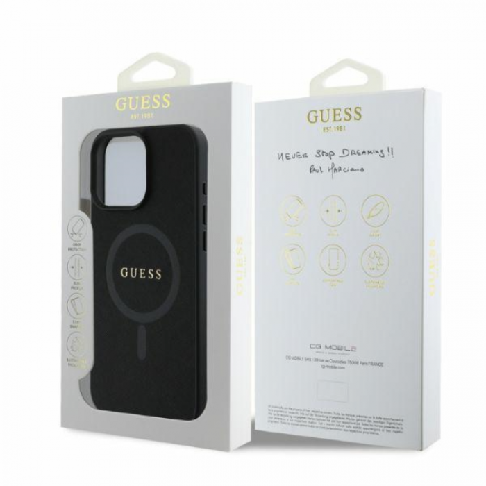 Guess - Guess iPhone 16 Pro Max Mobilskal Magsafe Saffiano Peony Classic Logo