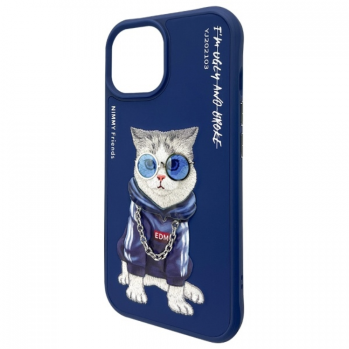 NIMMY - Nimmy iPhone 15 Mobilskal Glasses Cool Cat - Bl