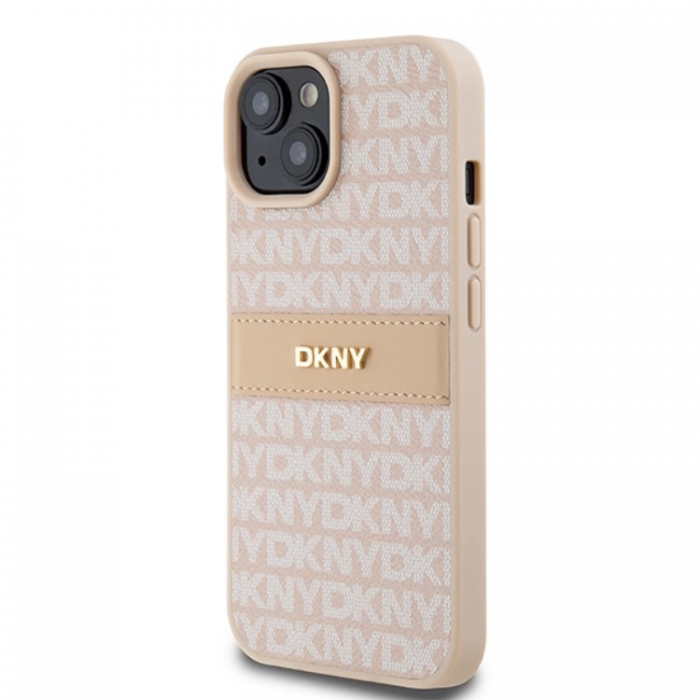 DKNY - DKNY iPhone 15/14 Plus Mobilskal Lder Mono Stripe & Metal Logo