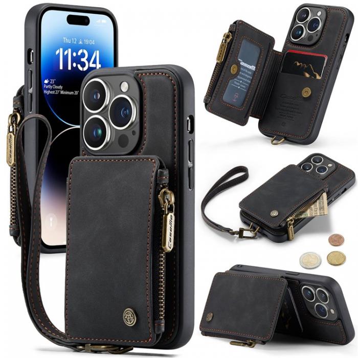 Caseme - CASEME iPhone 14 Pro Plnboksfodral C20 Zipper Kickstand - Svart