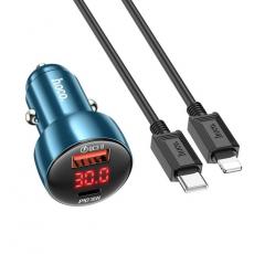 Hoco - Hoco Billaddare 48W USB-A/USB-C + Kabel USB-C Till Lightning - Metallgrå