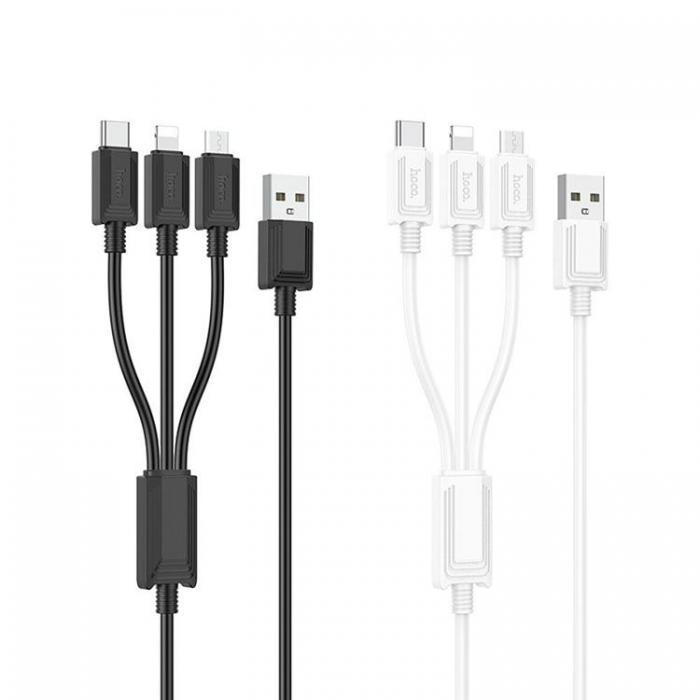 Hoco - Hoco 3in1 USB-A/MicroUSB/Lightning/Typ-C 1m 2A X74 - Vit