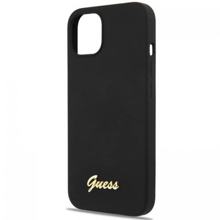 Guess - Guess iPhone 13 Mobilskal Silicone Script Gold Logo - Svart