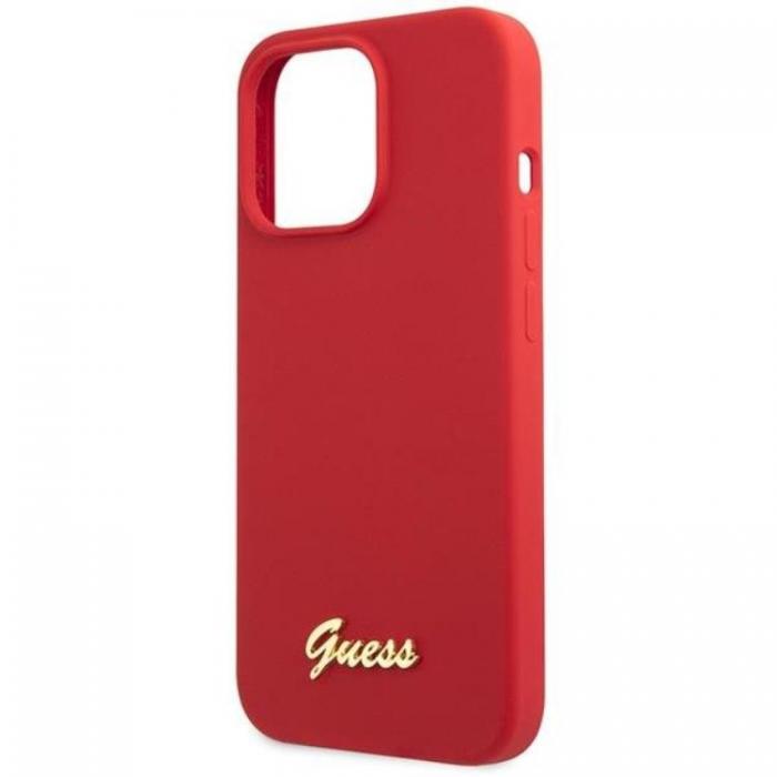 Guess - Guess iPhone 13 Pro Max Mobilskal Silicone Script Gold Logo - Rd