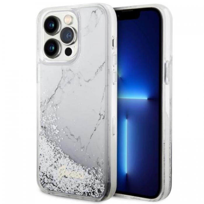 Guess - Guess iPhone 14 Pro Max Mobilskal Liquid Glitter Marble - Vit