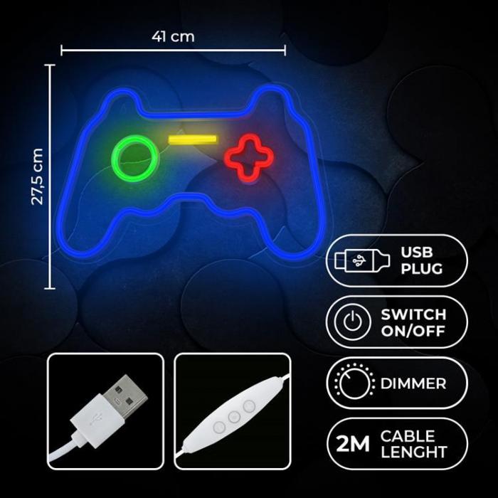 Forever Light - Forever Light LED Neon GAMEPAD Bat FPNE03X + USB - Flerfrgad