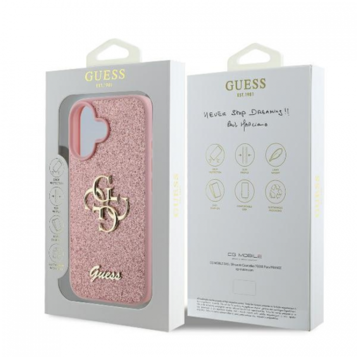 Guess - Guess iPhone 16 Plus Mobilskal Fixed Glitter Big 4G - Rosa