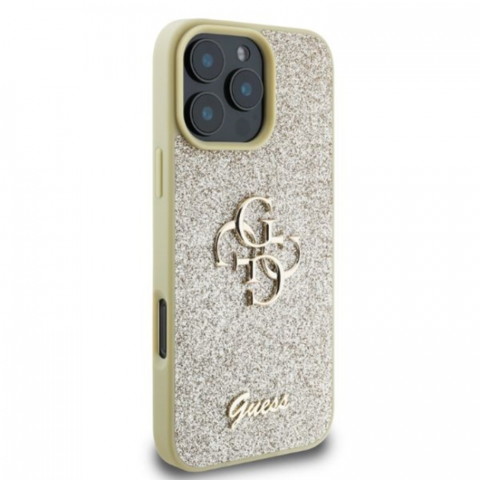 Guess - Guess iPhone 16 Pro Max Mobilskal Fixed Glitter Big 4G - Guld