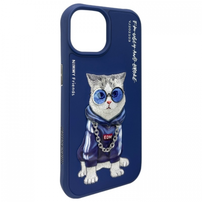 NIMMY - Nimmy iPhone 15 Mobilskal Glasses Cool Cat - Bl