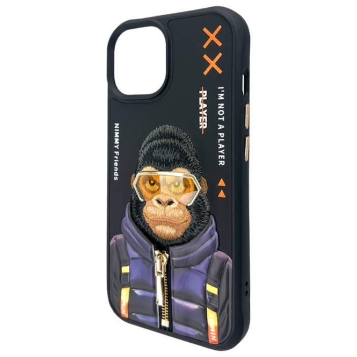 NIMMY - Nimmy iPhone 15 Mobilskal Cool & Cute 2.0 Monkey - Svart