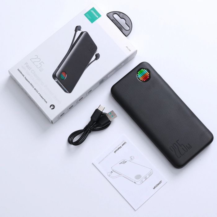 Joyroom - Joyroom Powerbank 10000mAh 22.5W Med Built-in Kabels - Svart