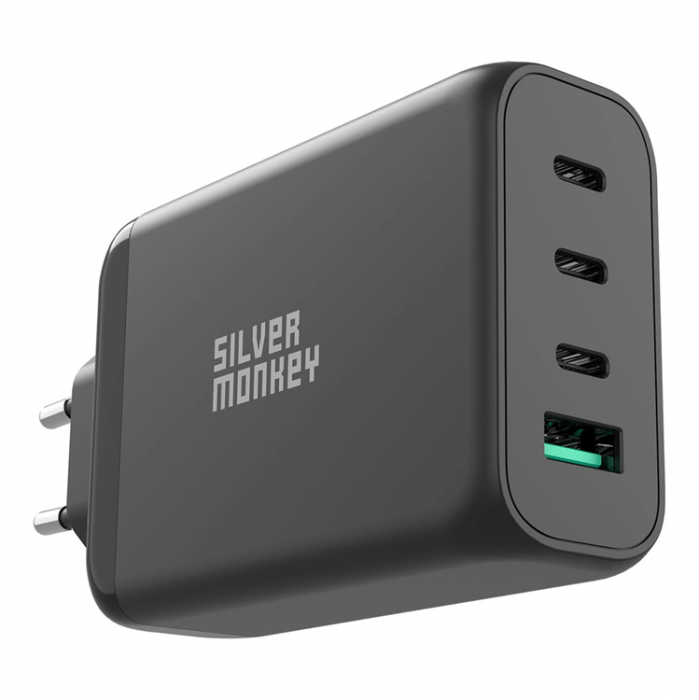 Silver Monkey - Silver Monkey GaN 130W Vggladdare 3x USB-C PD 1x USB-A 3.0 QC