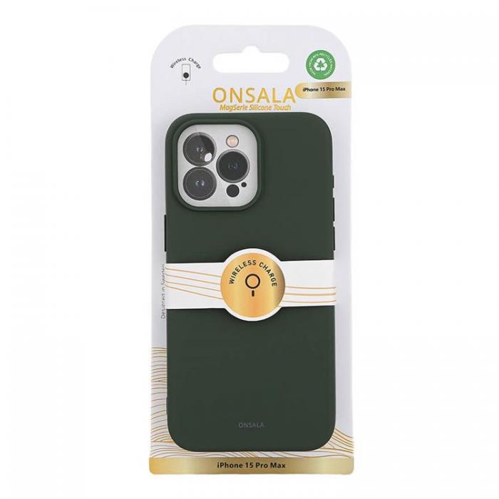 Onsala - Onsala iPhone 15 Pro Max Mobilskal Magsafe Silicone - Olive Grn